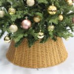 Khaki PE Woven Christmas Tree Collar – Rattan Style Tree Base Cover - Detail View