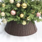 Coffee PE Woven Christmas Tree Collar – Rattan Style Tree Base Cover - Main View