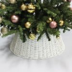 White PE Woven Christmas Tree Collar – Rattan Style Tree Base Cover - Main View
