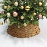 Khaki Wide-Strip PE Woven Christmas Tree Collar – Rustic Tree Base Cover - Main View