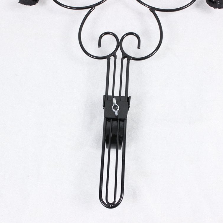 Adjustable Black Metal Wreath Hanger for Door – Decorative Iron Over-the-Door Hook - Detail View