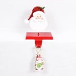 Santa Claus Christmas Mantel Hook – Decorative Iron Stocking Holder with Glitter Hat - Detail View