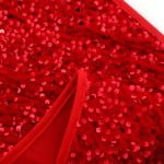Red Sequin Fabric Christmas Tree Skirt – Sparkling Holiday Tree Base Cover - Detail View