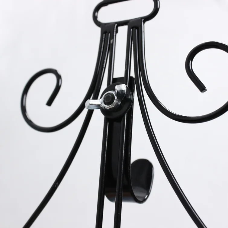 Adjustable Black Metal Wreath Hanger for Door – Decorative Iron Over-the-Door Hook - Detail View