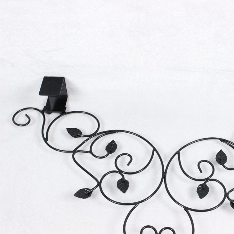 Adjustable Black Metal Wreath Hanger for Door – Decorative Iron Over-the-Door Hook - Detail View