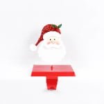 Santa Claus Christmas Mantel Hook – Decorative Iron Stocking Holder with Glitter Hat - Main View