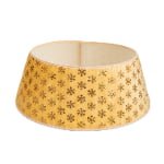 Gold Sequin Snowflake Christmas Tree Skirt – Plush Fabric Tree Base Cover - Detail View