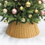 Khaki PE Woven Christmas Tree Collar – Rattan Style Tree Base Cover - Main View