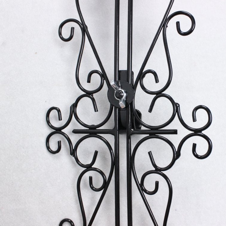 Adjustable Black Metal Wreath Hanger for Door – Decorative Iron Over-the-Door Hook - Detail View