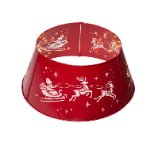 Red Metal LED Christmas Tree Collar – Santa & Reindeer Cutout Design - Detail View
