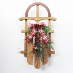 Wooden Christmas Sleigh Wall Decoration – Natural Fir Wood Holiday Hanging Ornament - Main View