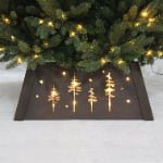 Brown LED Wooden Christmas Tree Collar – Star & Tree Cutout Design - Detail View