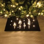 Brown LED Wooden Christmas Tree Collar – Star & Tree Cutout Design - Main View