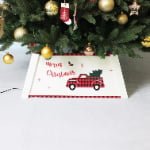 White Wooden Christmas Tree Collar – Merry Christmas Truck Design - Main View