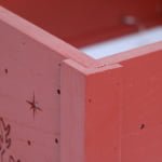 Red LED Wooden Christmas Tree Collar – Snowflake & Reindeer Design - Detail View