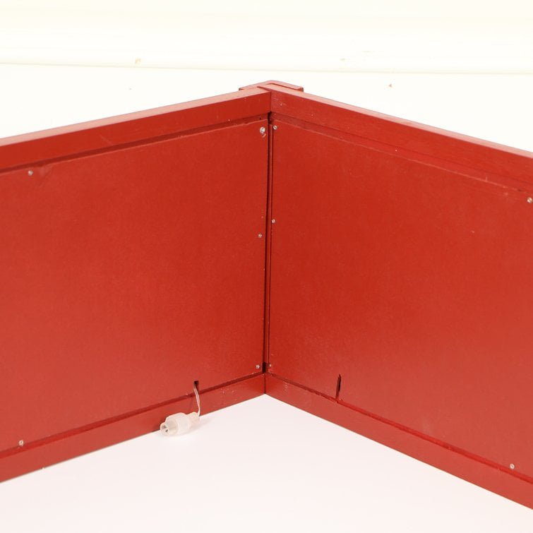 Red LED Wooden Christmas Tree Collar – Snowflake & Reindeer Design - Detail View