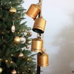 Vintage Gold Christmas Bell Garland – Rustic Hanging Metal Bell Decoration (65cm) - Main View