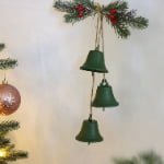 Green Christmas Bell Hanging Ornament with PE Leaves & Red Berries – 3-Piece Decorative Bell Set (30cm) - Main View