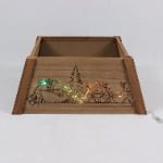 LED Wooden Christmas Tree Collar – Santa & Reindeer Design - Detail View