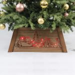 LED Wooden Christmas Tree Collar – Santa & Reindeer Design - Main View