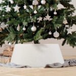 White Plush Christmas Tree Skirt – Soft Faux Fur Tree Base Cover - Main View
