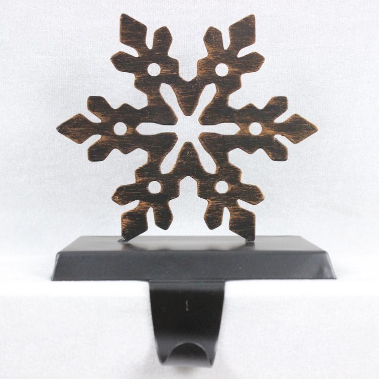 Christmas Decorative Mantel Hooks Set – Tree, Reindeer & Snowflake Iron Stocking Holders - Detail View