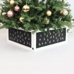 Black & White Wooden Christmas Tree Collar – Minimalist Tree Pattern - Detail View