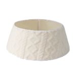 White Plush Fabric Christmas Tree Skirt with Embossed Pattern – Soft Faux Fur Tree Base Cover - Detail View