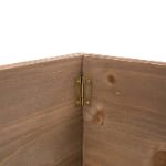 Rustic Brown Wooden Christmas Tree Collar – Cross Panel Farmhouse Design - Detail View