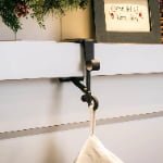 Adjustable Metal Mantel Hook – Black Iron Fireplace Stocking & Wreath Hanger - Detail View