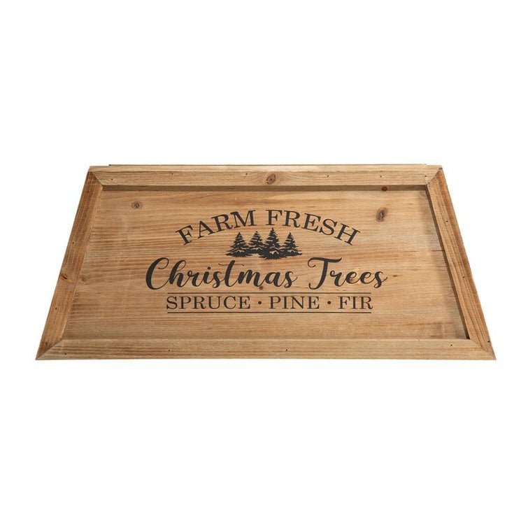 Wooden Christmas Tree Collar – Rustic Trapezoid Tree Base Cover - Detail View