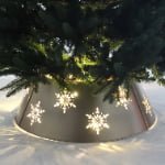 Champagne Gold Metal Christmas Tree Collar with Snowflake Cutout & LED Lights - Main View