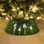 Green Metal Christmas Tree Collar with Christmas Tree Cutout & Warm White LED Lights - Main View