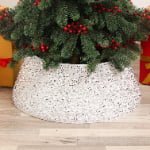 White Sequin Fabric Christmas Tree Skirt – Sparkling Holiday Tree Base Cover - Main View