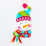 Snowman MDF Christmas Door Hanger – Colorful Holiday Front Door & Wall Decoration - Main View