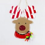 Reindeer MDF Christmas Door Hanger – Festive Holiday Front Door Wall Decoration - Main View